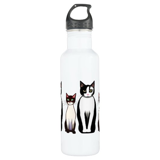 Retro Modern Black and White Cat and Kitten Waterfles (Voorkant)