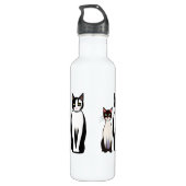 Retro Modern Black and White Cat and Kitten Waterfles (Achterkant)