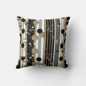 Retro-modern, Black, Grey and Gold Polka Dots Kussen (Achterkant)