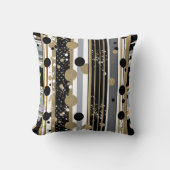 Retro-modern, Black, Grey and Gold Polka Dots Kussen (Voorkant)