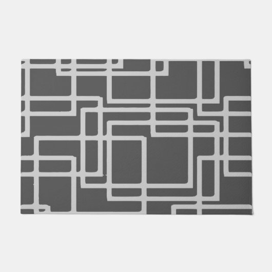 Retro Modern Blanched Slate Squares op Storm Grey Deurmat (Voorkant)