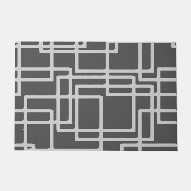 Retro Modern Blanched Slate Squares op Storm Grey Deurmat (Voorkant)