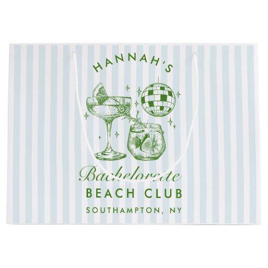 Retro Modern  Blauw Bachelorette Groot Cadeauzakje (Voorkant)