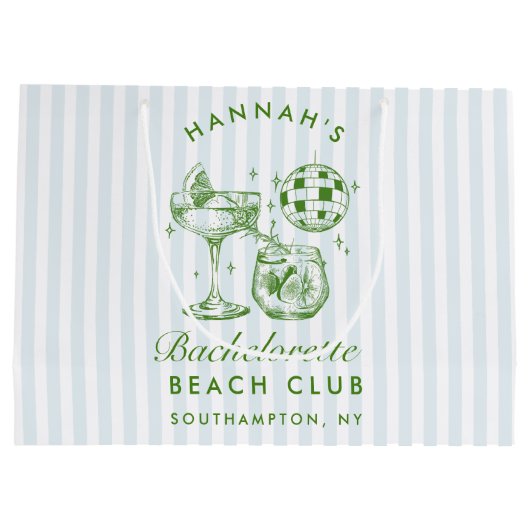 Retro Modern Blauw Bachelorette Groot Cadeauzakje (Achterkant)