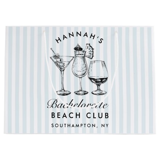 Retro Modern Blauw Bachelorette Groot Cadeauzakje (Voorkant)