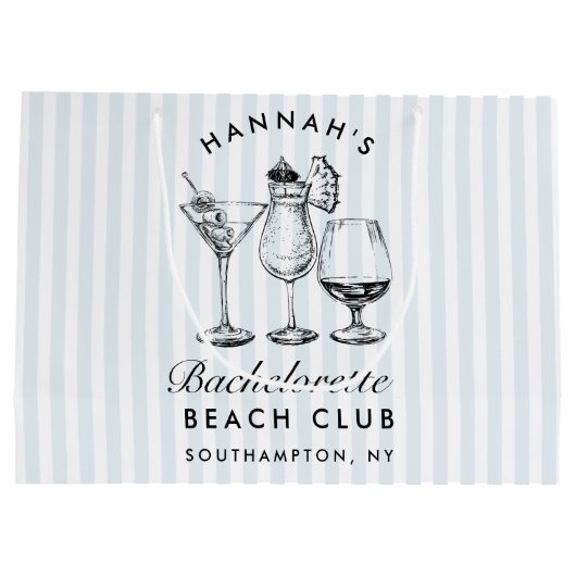 Retro Modern  Blauw Bachelorette Groot Cadeauzakje (Achterkant)