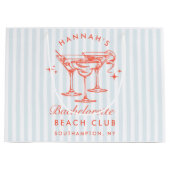 Retro Modern  Blauw Bachelorette Groot Cadeauzakje (Voorkant)