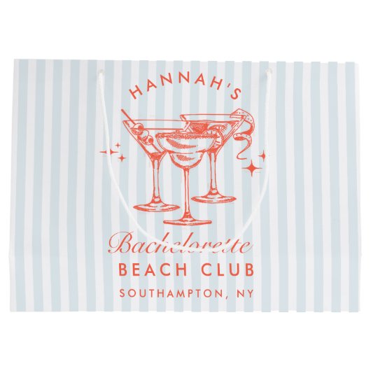 Retro Modern  Blauw Bachelorette Groot Cadeauzakje (Achterkant)