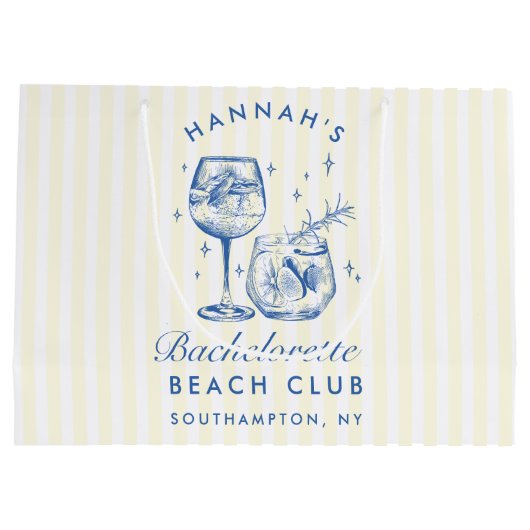 Retro Modern  Blauw Bachelorette Groot Cadeauzakje (Achterkant)