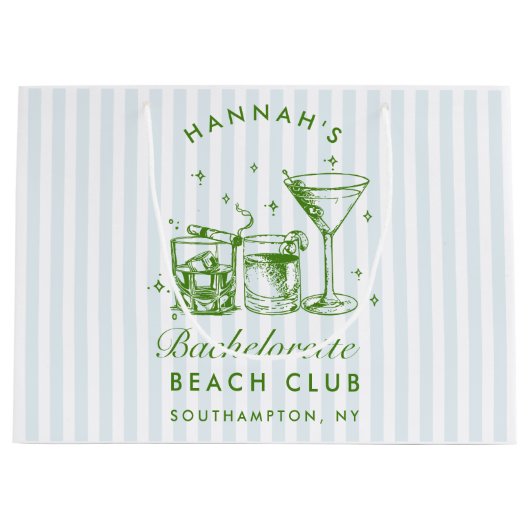 Retro Modern  Blauw Bachelorette Groot Cadeauzakje (Voorkant)