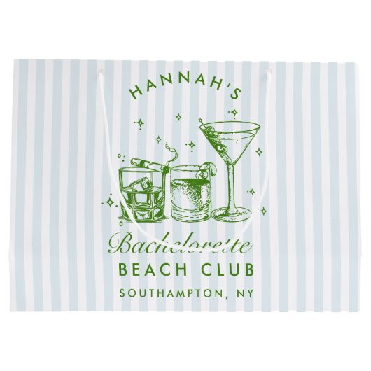 Retro Modern  Blauw Bachelorette Groot Cadeauzakje (Achterkant)