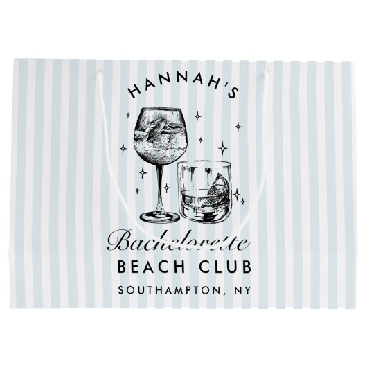 Retro Modern  Blauw Bachelorette Groot Cadeauzakje (Achterkant)