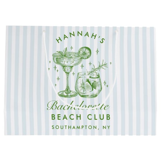 Retro Modern  Blauw Bachelorette Groot Cadeauzakje (Achterkant)