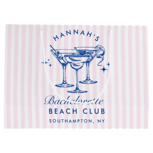 Retro Modern  Blauw Bachelorette Groot Cadeauzakje (Achterkant)