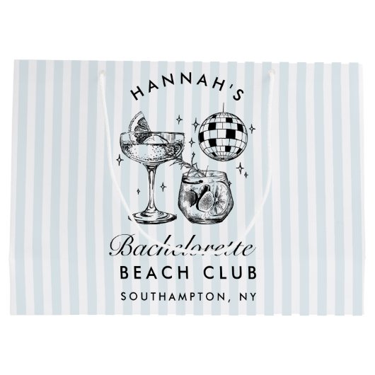 Retro Modern  Blauw Bachelorette Groot Cadeauzakje (Achterkant)