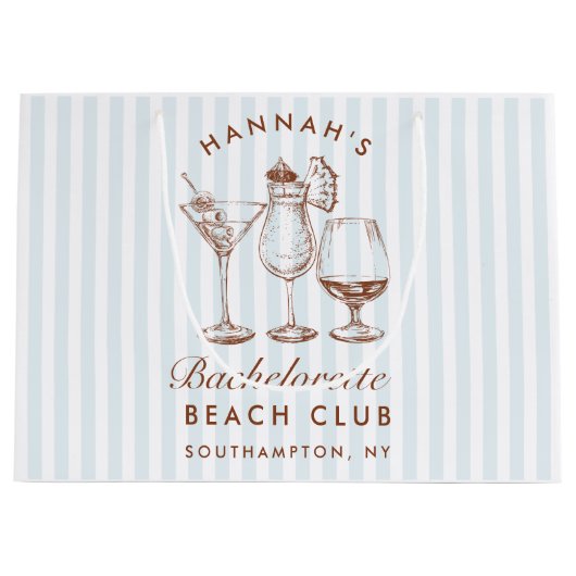 Retro Modern Blauw Bachelorette Groot Cadeauzakje (Voorkant)