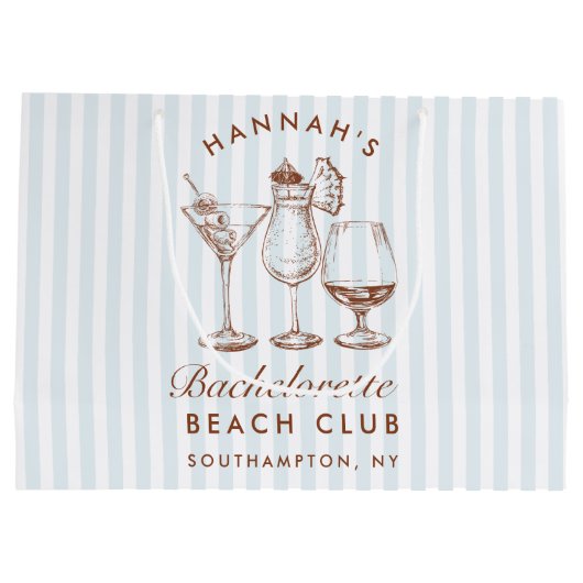 Retro Modern  Blauw Bachelorette Groot Cadeauzakje (Achterkant)