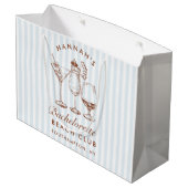 Retro Modern  Blauw Bachelorette Groot Cadeauzakje (Achterkant Gekanteld)