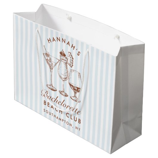 Retro Modern Blauw Bachelorette Groot Cadeauzakje (Achterkant Gekanteld)