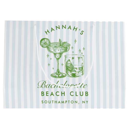 Retro Modern  Blauw Bachelorette Groot Cadeauzakje (Achterkant)