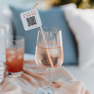 Retro Modern Blauw Bachelorette QR Code Vierkante Sticker