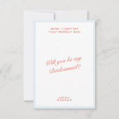 Retro Modern  Blauw Bruidsmeisje voorstel Kaart (Voorkant)