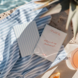 Retro Modern Blauw Bruidsmeisje voorstel Kaart