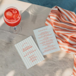 Retro Modern blauw vrijgezellenweekend Kaart