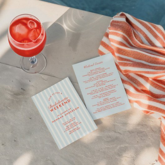 Retro Modern  blauw vrijgezellenweekend Kaart