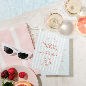 Retro Modern  blauw vrijgezellenweekend Kaart