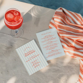 Retro Modern  blauw vrijgezellenweekend Kaart