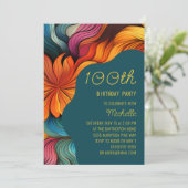 Retro Modern Blauwgroen Sinaasappel 100e verjaarda Kaart (Staand voorkant)