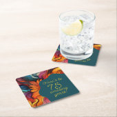 Retro Modern Blauwgroen Sinaasappel 75e verjaardag Kartonnen Onderzetters (Insitu)