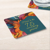 Retro Modern Blauwgroen Sinaasappel 75e verjaardag Kartonnen Onderzetters (Schuin)