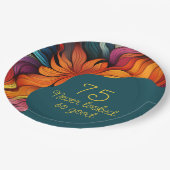 Retro Modern Blauwgroen Sinaasappel 75e verjaardag Papieren Bordje (Gekanteld)