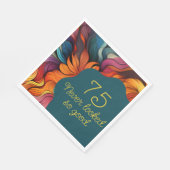 Retro Modern Blauwgroen Sinaasappel 75e verjaardag Servet (Hoek)