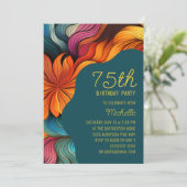 Retro Modern Blauwgroen Sinaasappel Psychedelic 75 Kaart (Staand voorkant)