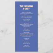 Retro Modern Blue & Beige Wedding Ceremony Programmakaart (Achterkant)