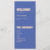 Retro Modern Blue & Beige Wedding Ceremony Programmakaart (Voorkant)