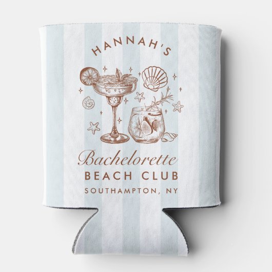 Retro Modern Blue & Brown Bachelorette Weekend Blikjeskoeler (Achterkant)