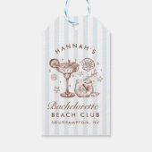 Retro Modern Blue & Brown Bachelorette Weekend Cadeaulabel (Achterkant)