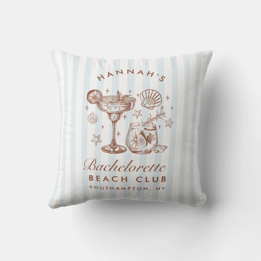Retro Modern Blue & Brown Bachelorette Weekend Kussen (Achterkant)