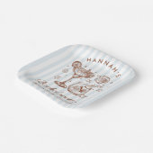 Retro Modern Blue & Brown Bachelorette Weekend Papieren Bordje (Gebogen)