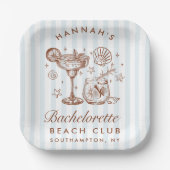 Retro Modern Blue & Brown Bachelorette Weekend Papieren Bordje (Voorkant)