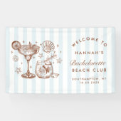 Retro Modern Blue & Brown Bachelorette Weekend Spandoek (Horizontaal)