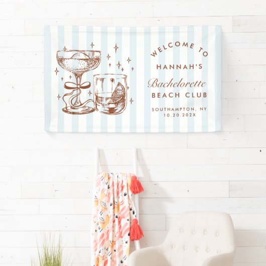 Retro Modern Blue & Brown Bachelorette Weekend Spandoek (Insitu)