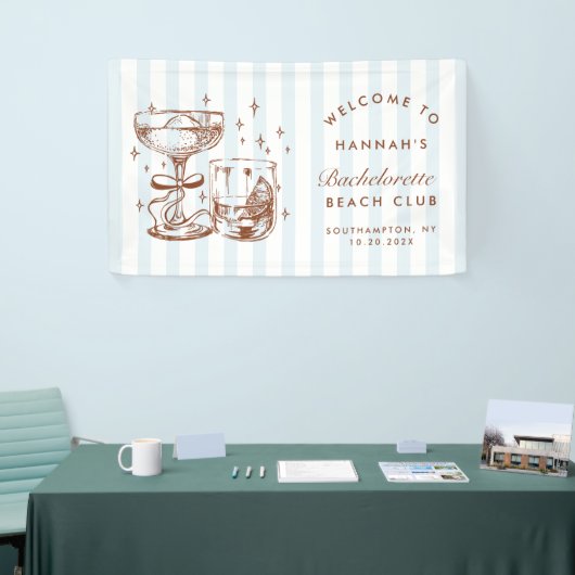 Retro Modern Blue & Brown Bachelorette Weekend Spandoek (Beurs)