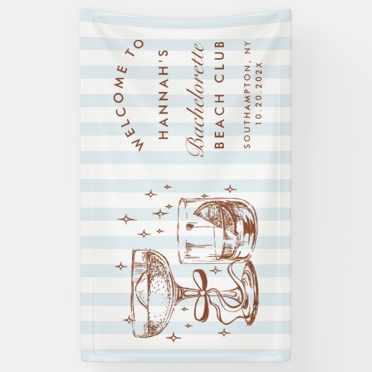 Retro Modern Blue & Brown Bachelorette Weekend Spandoek (Verticaal)