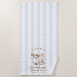Retro Modern Blue & Brown Bachelorette Weekend Strandlaken