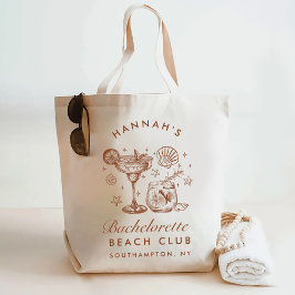 Retro Modern Blue & Brown Bachelorette Weekend Tote Bag